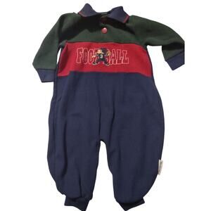 Vintage 90s Healthtex Colorblock Baby Football Collared Jumpsuit 6/9 Months